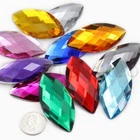 62x30mm Large Flat Back Navette Acrylic Rhinestones Plastic Cosplay Gems 2PCS