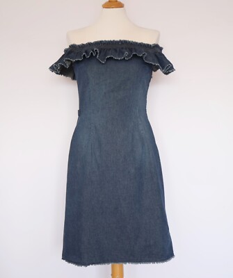 Moschino Jeans Off shoulder Denim ruffle detail Vintage Dress: IT 42 (S?) |  eBay