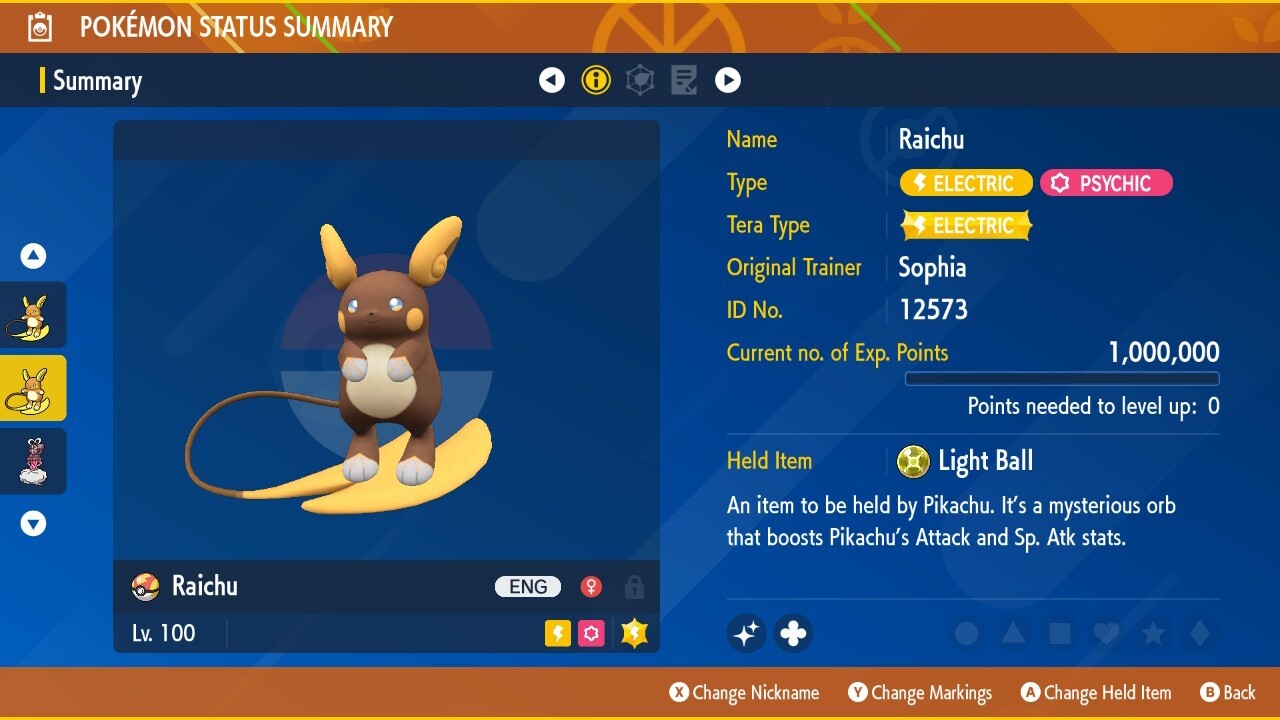 Raichu de Alola, Pokémon