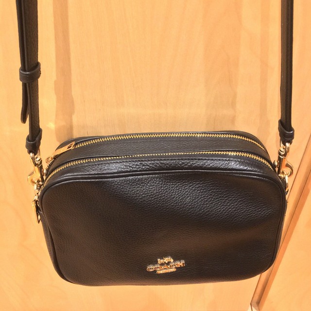 Coach Jes Black Pebble Leather Double Zip Crossbody Bag F39856 for sale