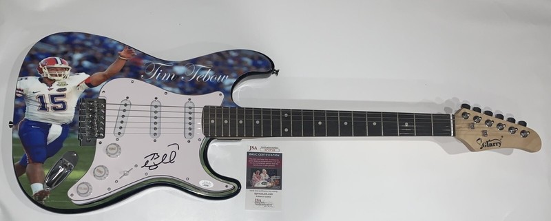 TIM TEBOW SIGNED CUSTOM ELECTRIC GUITAR FLORIDA GATORS AUTOGRAPHED JSA COA