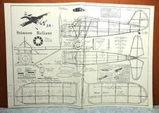 STINSON SR-6 BALSA FREE FLIGHT MODEL AIRPLANE PLANS 13" WINGSPAN