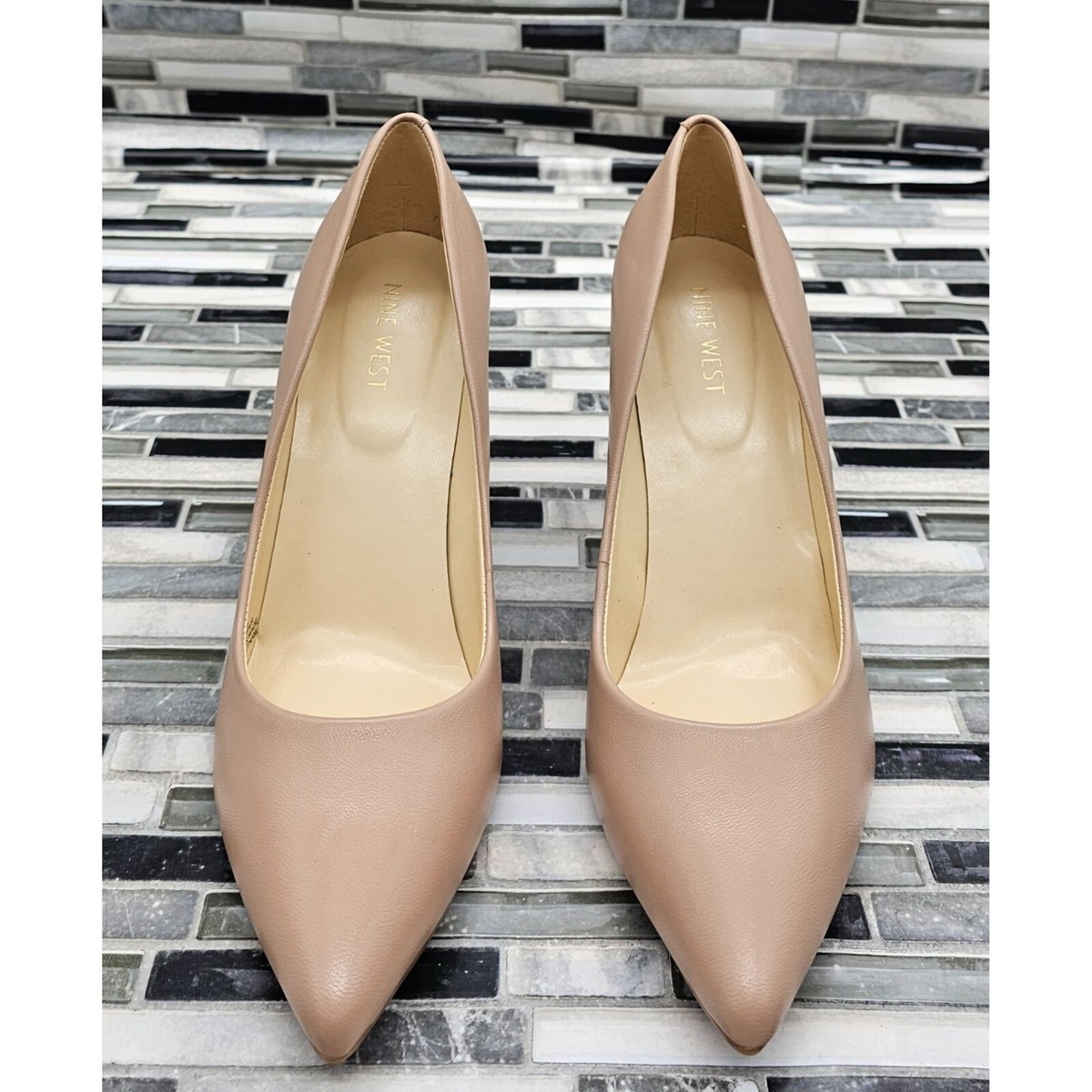 NINE WEST Etta パンプス ヒール Nine West Etta Women's High Heels Light Natural Leather Size