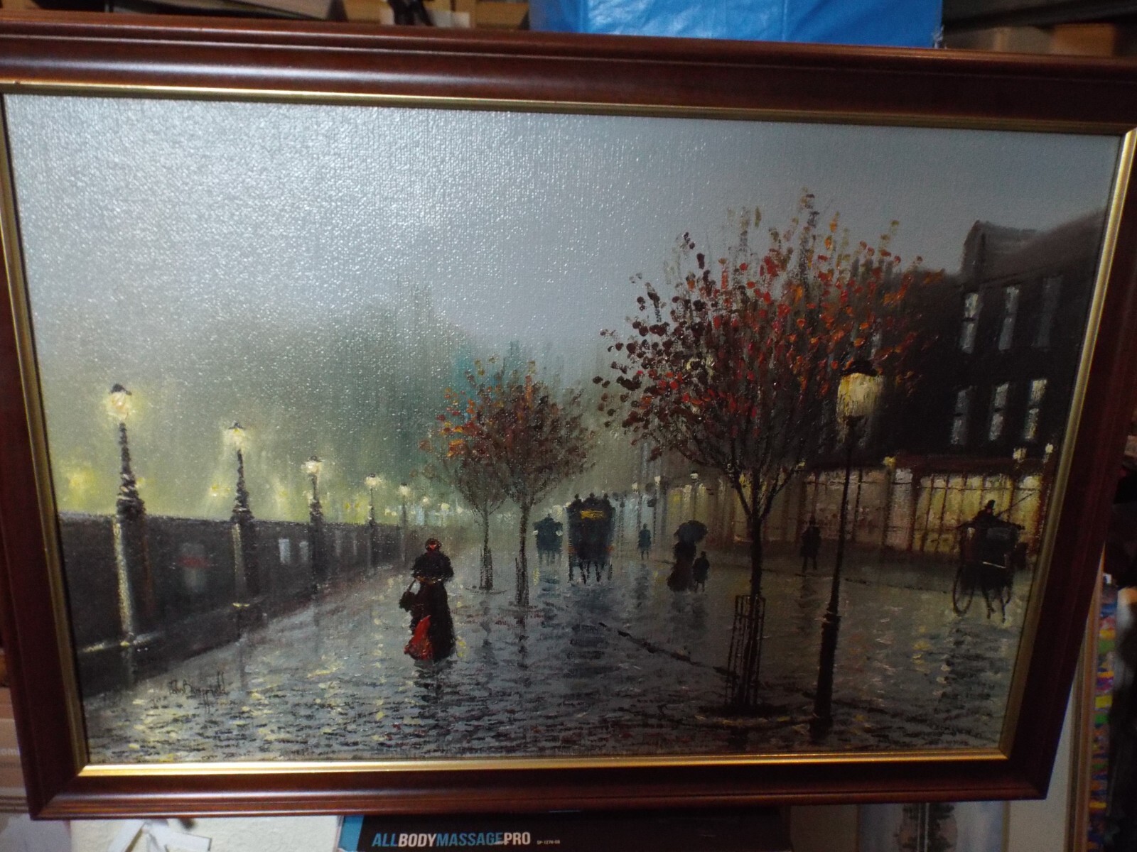 FINE ARTWORK JOHN BAMPFIELD LARGE VICTORIAN STREET OIL PAINTING CANVAS