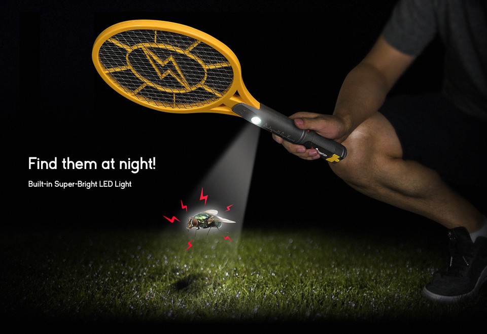 Qualirey 2 Pack Electric Fly Swatter 3000v Bug Zapper Racket 2 in 1 Mosquito Killer