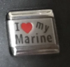 I Red Heart Love My Marine Laser Wholesale ITALIAN CHARM 9MM K42