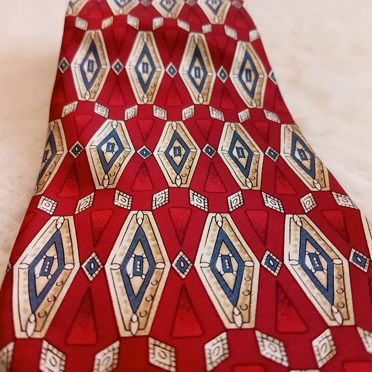 Mark Alexander Vintage Mens Abstract Silk Tie GUC Red And Blue Tie 60" X 3.75"