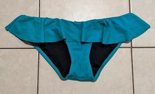Vaute Couture Teal Green Ruffle Bikini Bottom S Low-Rise Sustainable Made in USA