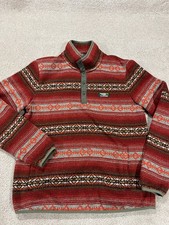 LL Bean Sweater Mens Medium 1/4 Snap Fleece P...
