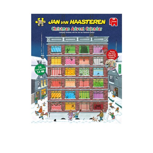 Multicolor Christmas Advent Calendar 24 Jigsaw Puzzle Pieces Jan Van Haasteren - Picture 1 of 5