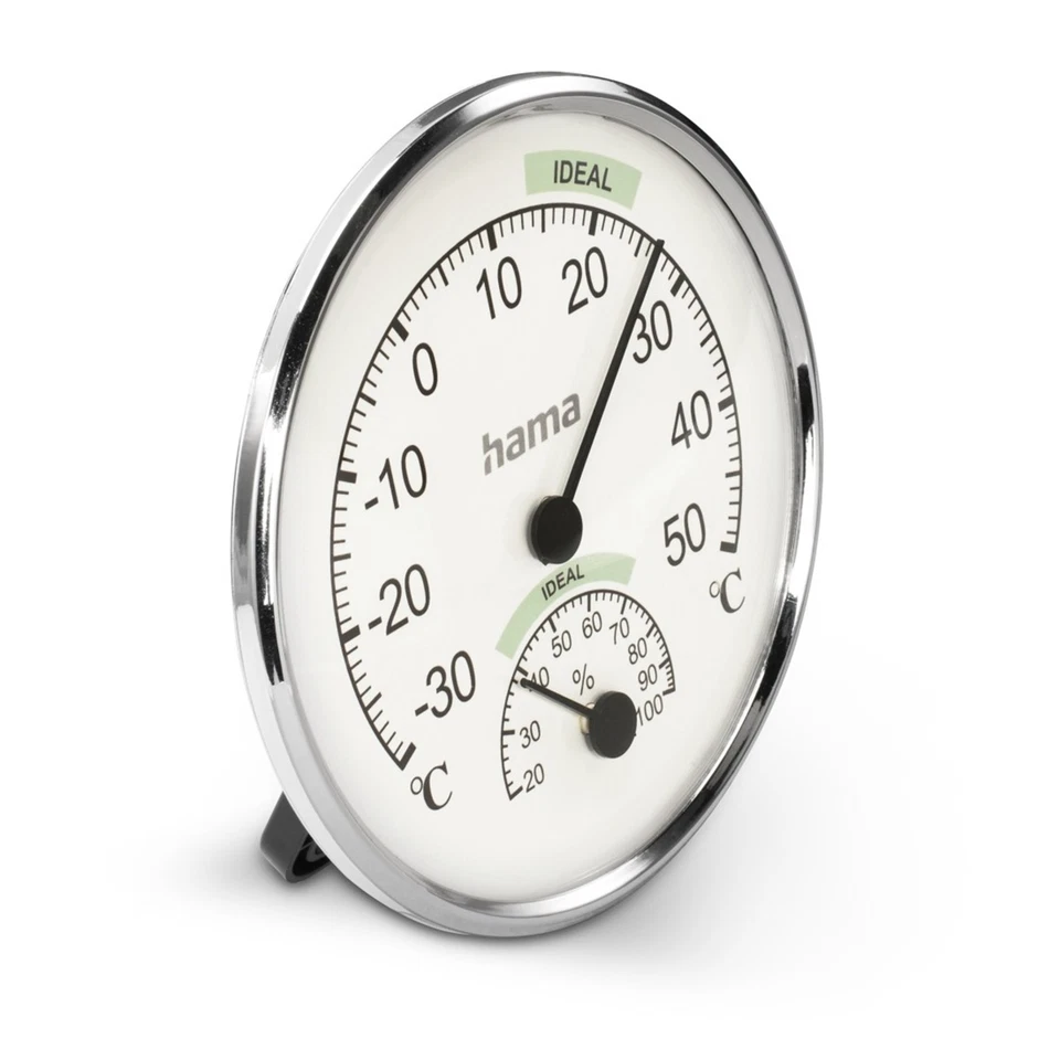Hama Thermometer Hygrometer Analog Temperatur Raumklima Innen 12,5 cm Edelstahl - Bild 2 von 4