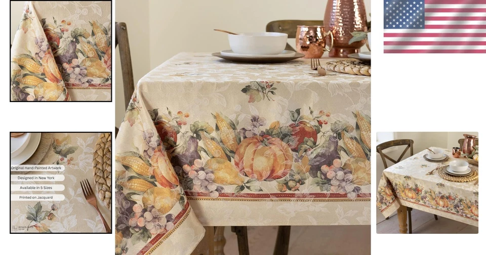 Thanksgiving Tablecloth, Jubilee Print, 60x140" Rectangular - Image 2 of 4