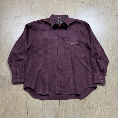Vintage Marshall Fields Shirt Mens XL Wool Blend Plaid Button Up Shacket Red