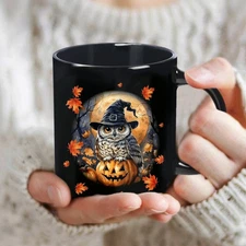Witch Owl Ceramic Mug Halloween Coffee Mug Novelty Halloween Gift Coffe Cup 11oz