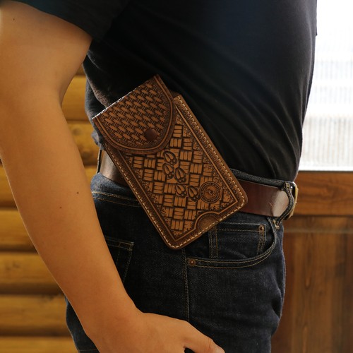 TOURBON Leather Cell Phone Belt Holster Phone Case Smart Phone Wallet for Gift - Picture 20 of 24