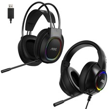 Stereo Gaming Headset 50mm Speakers Mic RGB Wired Headphone for PC PS4 PS5