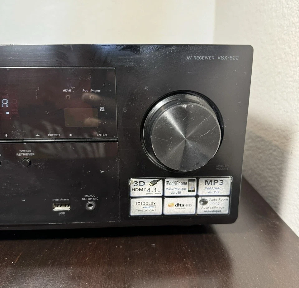 Pioneer AV Receiver VSX-522 5.1 HDMI Home Theater 140W x5 MP3 Dolby dts-HD Black - Image 4 of 4