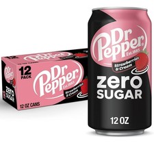 Dr Pepper Zero Strawberries and Cream Soda, 12 fl oz cans, 12 Pack FREE SHIPPING