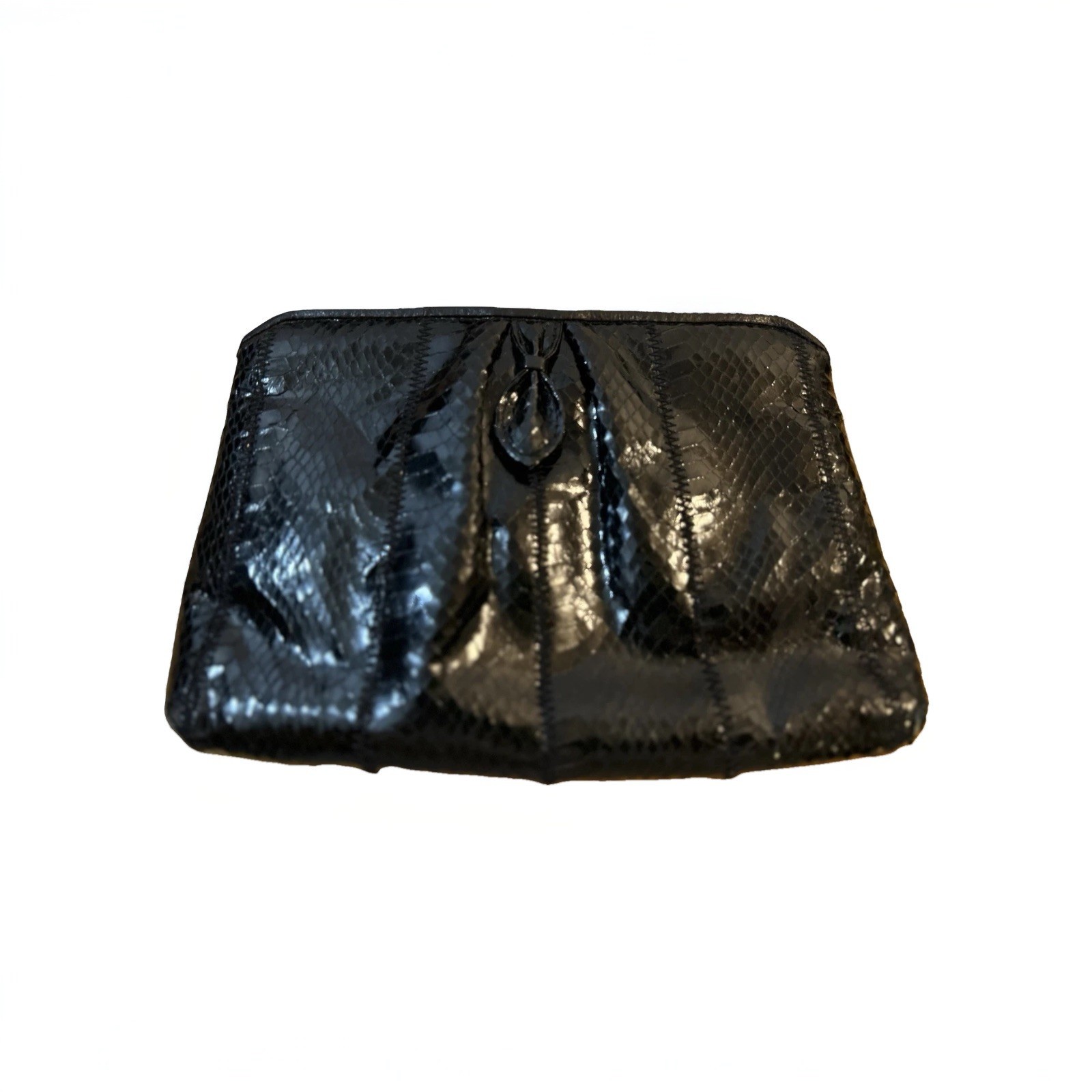 Clemente Black Snakeskin Crossbody or Clutch Bag with Plate Closure, Vintage