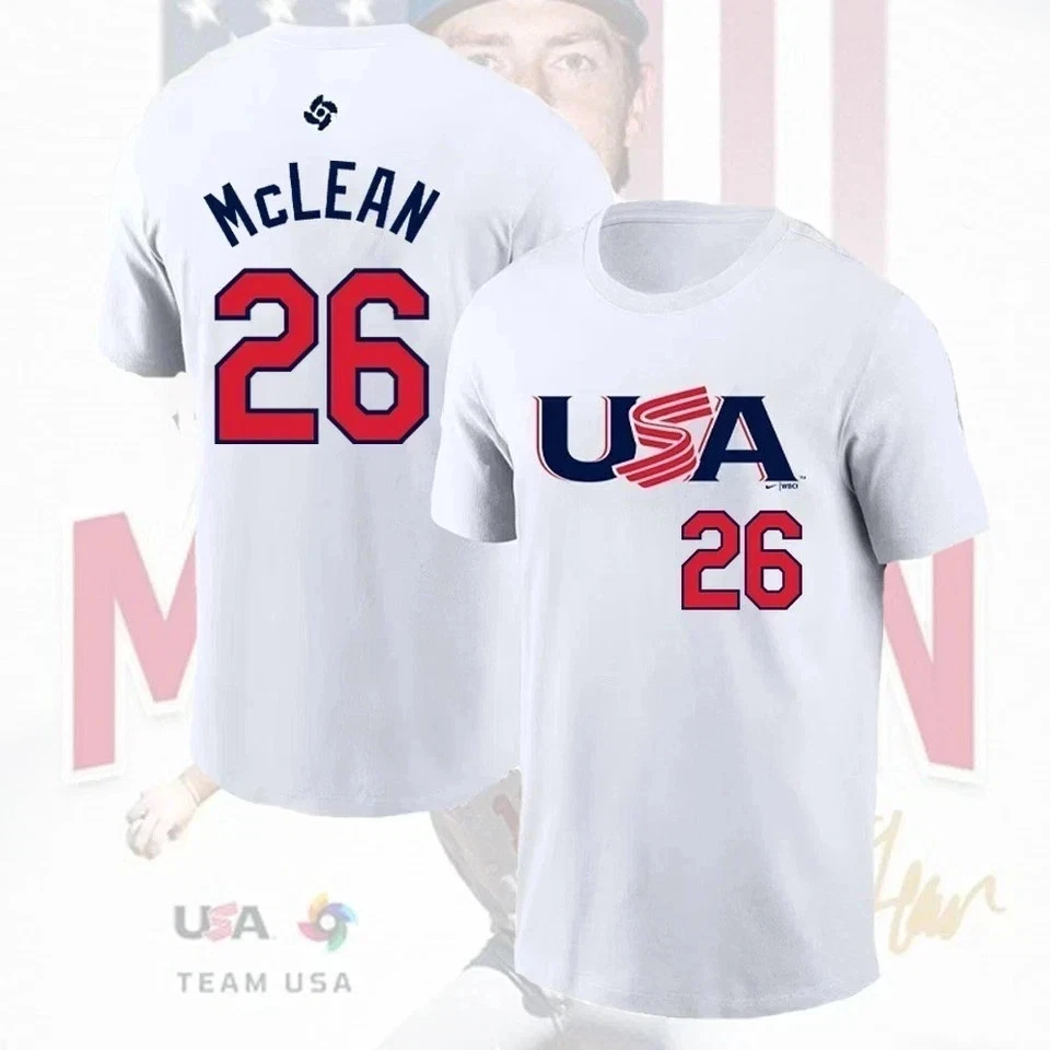 Nolan McLean #26 USA Baseball 2026 World Classic Double Sided T-Shirt