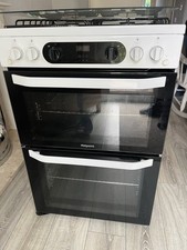 HOTPOINT HDM67GOCCW GAS DOUBLE OVEN IN WHITE