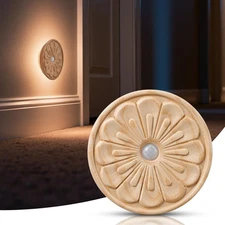 Flower Motion Sensor Night Light, Carved Wooden Flower Wall Lamp, Backlight L...