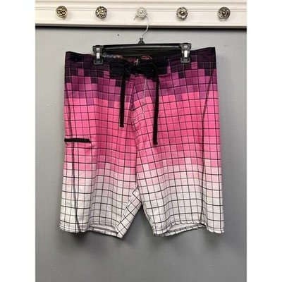 US Apparel Board Shorts Swim Suit Trunks Mens Size L 36 Block Pockets Pink
