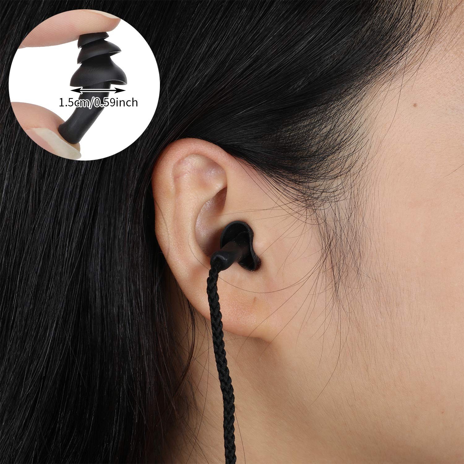 20 Pairs Corded Ear Plugs Reusable Silicone Earplugs with String Shooting Ran...