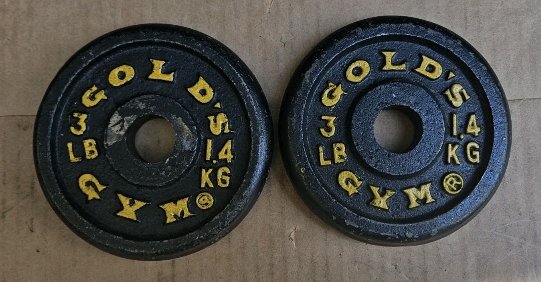 Lot De 2 Poids Olympiques GOLD'S GYM Vintage - 5 Lb Chacune (10 Lb Total) - Occasion