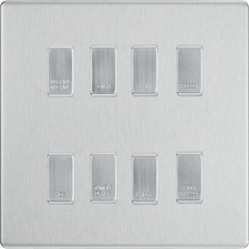 BG Brushed Steel Screwless Custom Grid Switch Panel Kitchen Appliance 8 Gang
