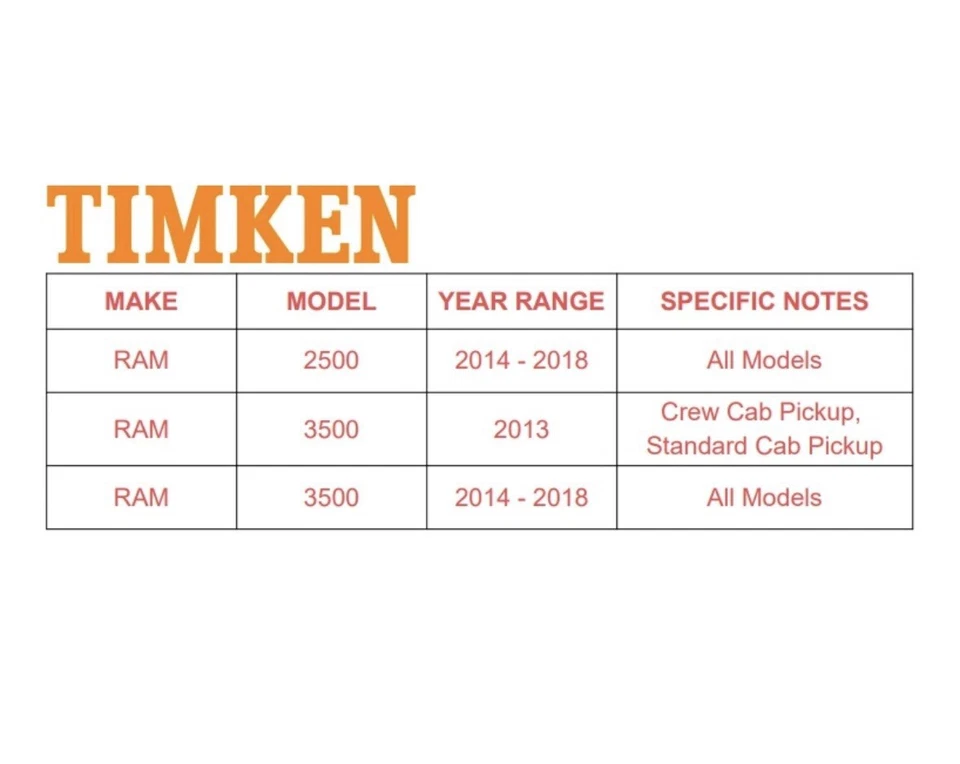 Buje de cojinete de rueda delantera Timken 4x4 Ram 2014-2018 2500 2013-2018 3500 8 tacos GB3 Foto 2 de 4