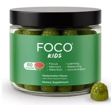 Think FOCO Kids Gummies (Watermelon, Ages 4+) Focus Supplement EXP 03/2027