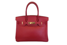 Borsa a mano Hermes Birkin rossa Courchevel con ferramenta oro pelle rossa