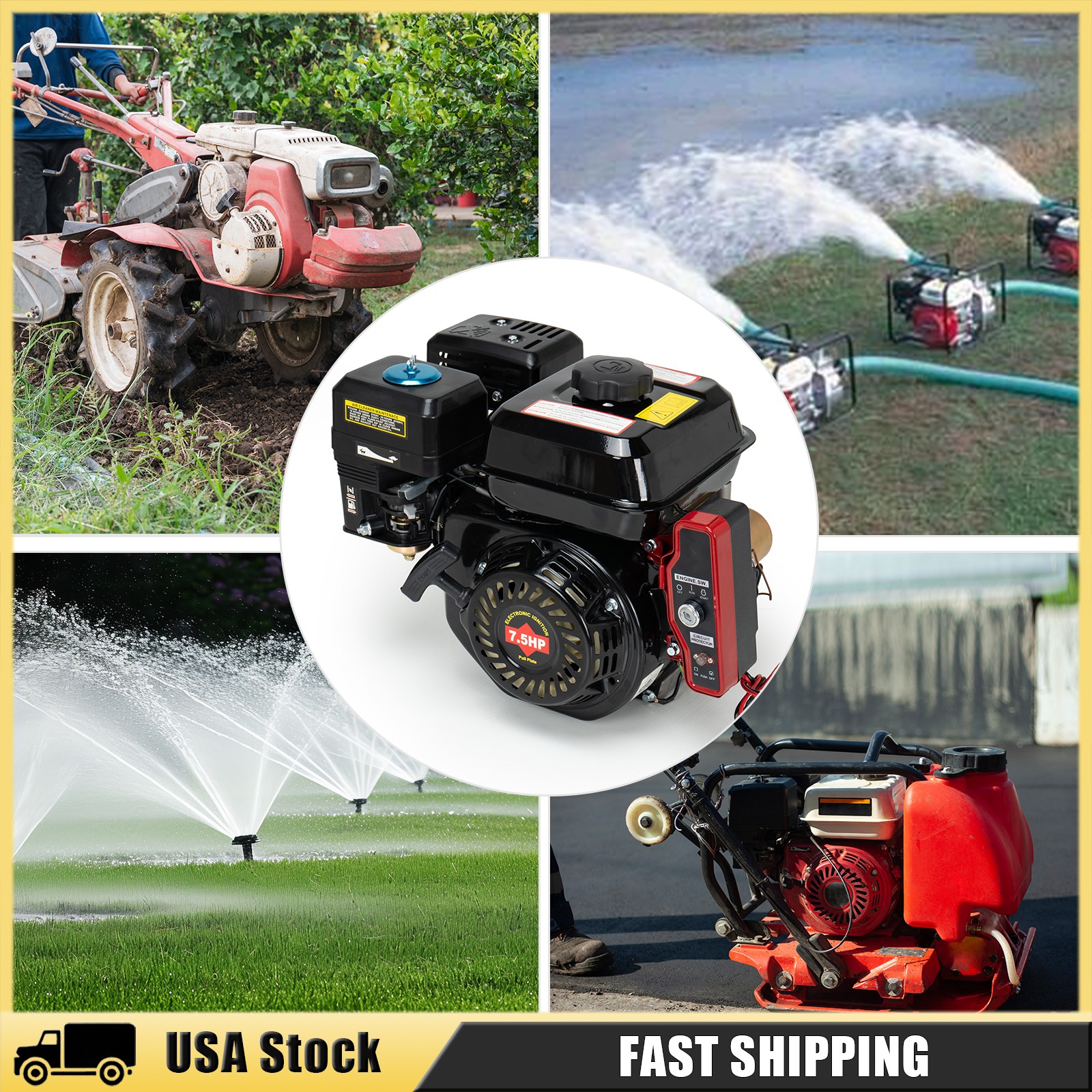 7.5 HP 212cc 4-Stroke Electric Start Horizontal Engine Go Kart Gas Engine Motor