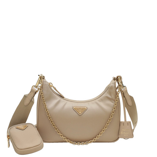 PRADA $2250 Camel Re-Edition 2005 Re-Nylon Shoulder Bag New & Authentic