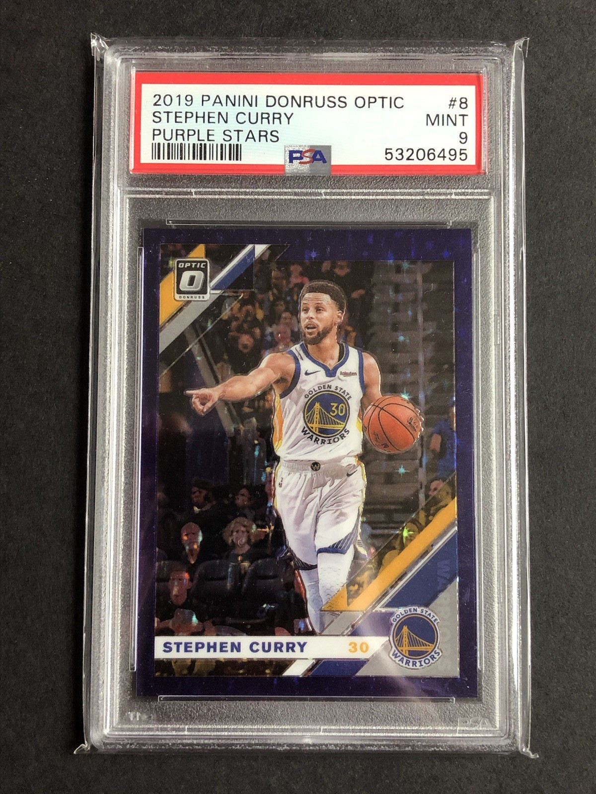 2019 Donruss Optic Stephen Curry #8 - SSP 19/29 - Purple Stars - PSA 9