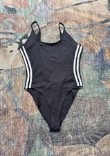 Adidas Originals Black 3 Stripe One Piece Swimsuit M Athletic Swim