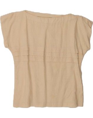 Vintage Damen Bluse Top UK 16 Large Beige CU09