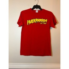 Hulkamania Graphic T-Shirt Mens Medium Red Est 1984 Wrestling Logo Tee