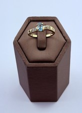 Aquamarine And Diamond Ring , 9ct Gold Vintage And Hallmarked , Yellow Gold