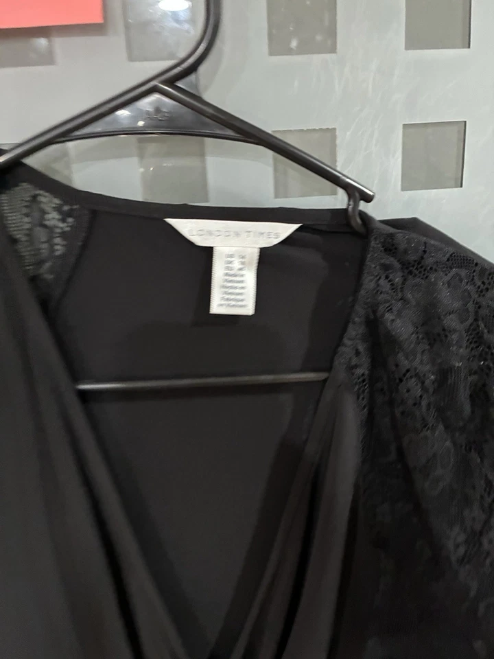 Vestido feminino London Times de renda manga sino tamanho 14  - Imagem 4 de 4