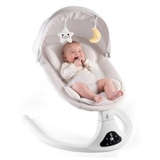 Electric Baby Swing with Remote Control,5 Speeds Portable Cozy 0-12M, Grey