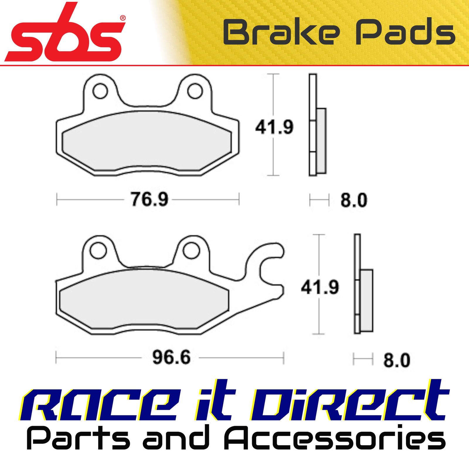 Brake Pads for YAMAHA YFZ 450 2004-2008 Right/Front Off Road SBS