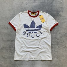 ADIDAS x GUCCI LOGO CREWNECK T-SHIRT WHITE WOMEN'S SIZE S