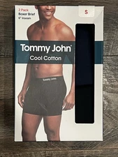 Men’s Tommy John Small Cool Cotton Boxer Brief 2 Pack 6” Inseam Navy/Black