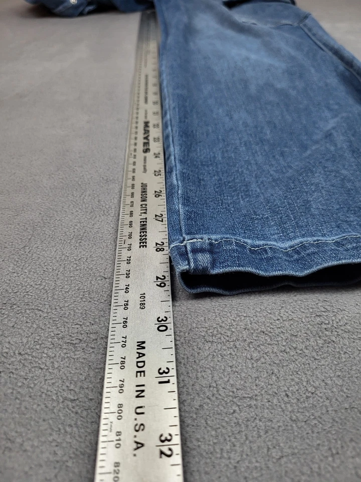 True Religion Cargo Straight Jeans Womens 26 Blue Baggy Loose Faded Whiskered - Image 2 of 4