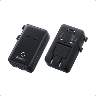 Anker Nano Travel Adapter, 5-Port Power Adapter with 1 AC, 2 USB-A, and Black 