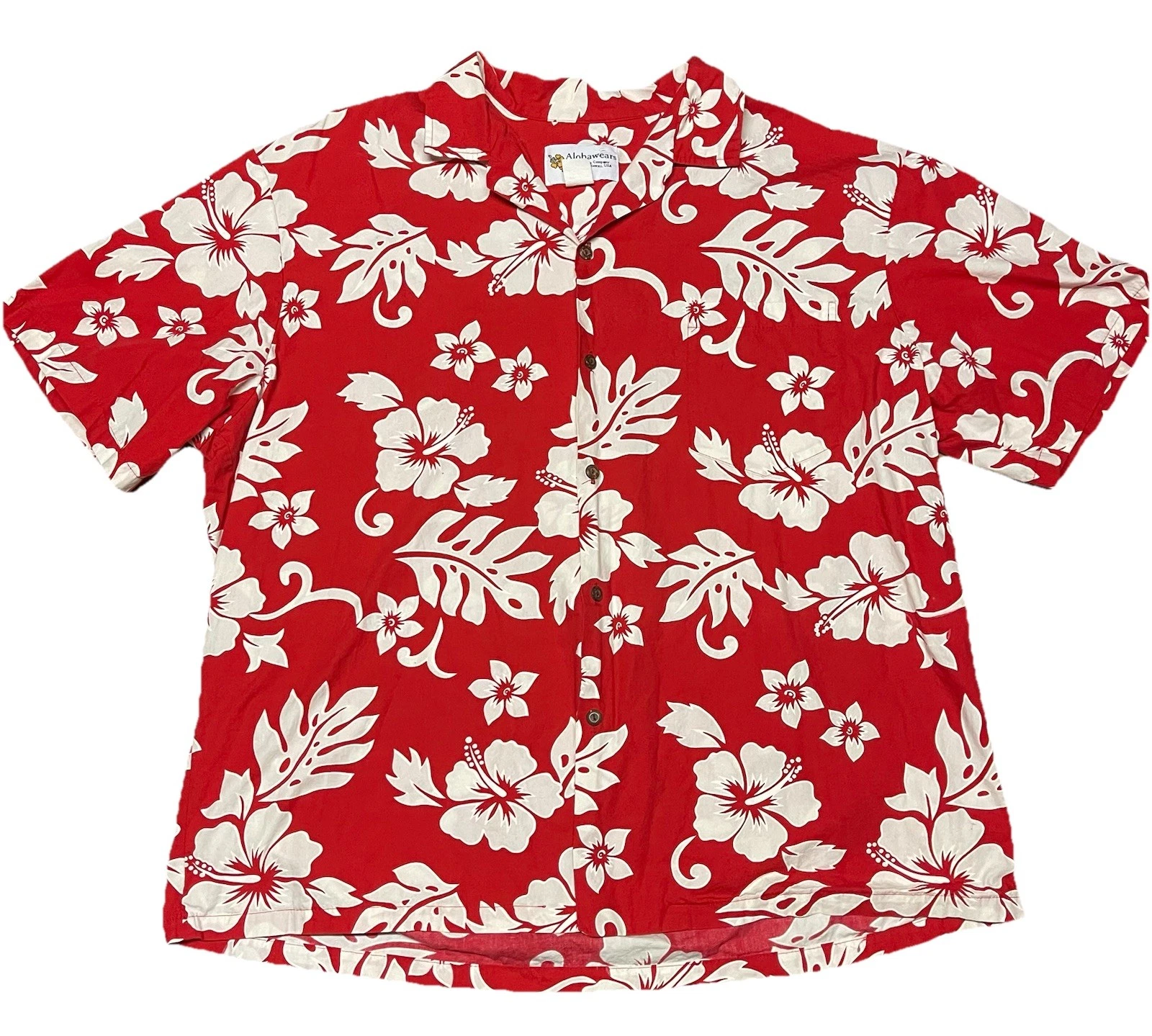 Alohawears Clothing Company Red White USA Men’s 2XL Hawaiian Shirt