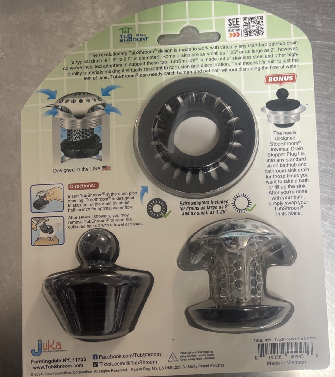 TubShroom Ultra Platinum Bundle Bathtub Strainer, Hair Catcher, Stopper 