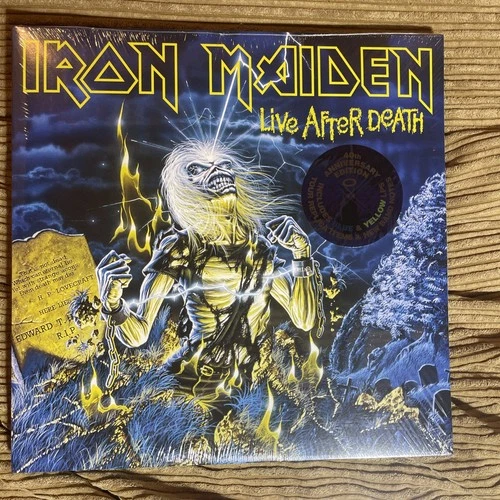 Iron Maiden Live After Death 40th Anniversary 2 LP Blue & Yellow Vinyl SEALED